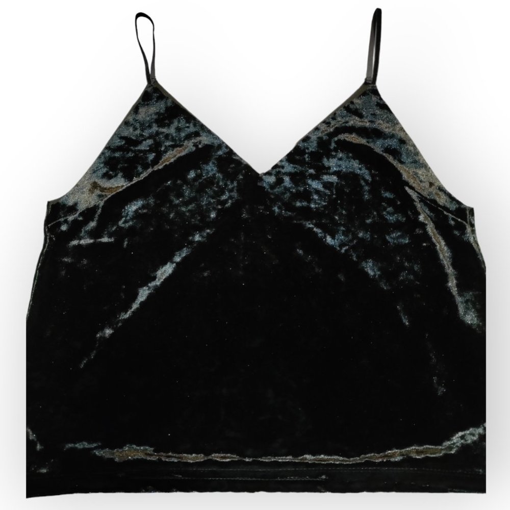 Forever 21 Black Crushed Velvet Cami Tank Top